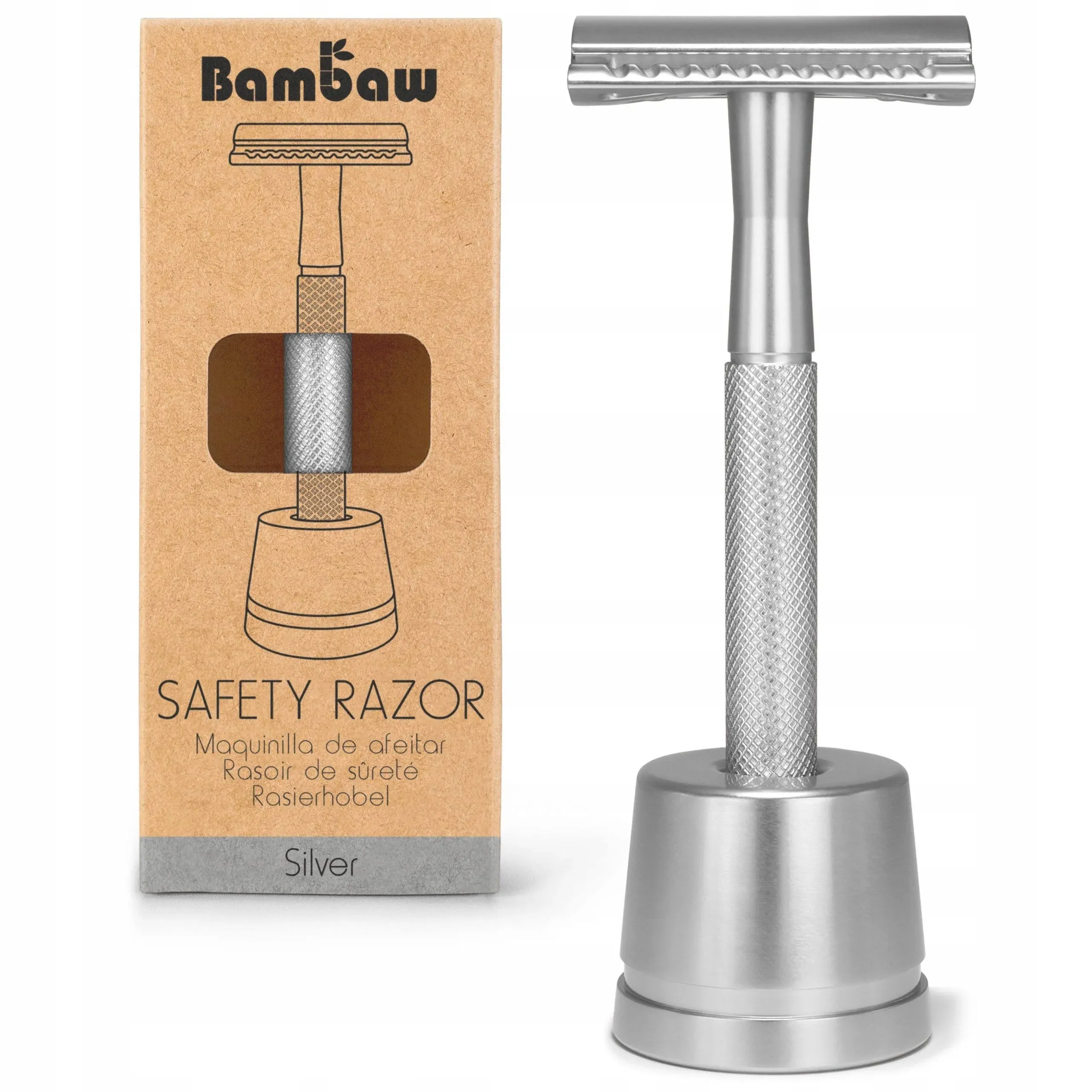 Bambaw Safety Razor with Stand - Silver