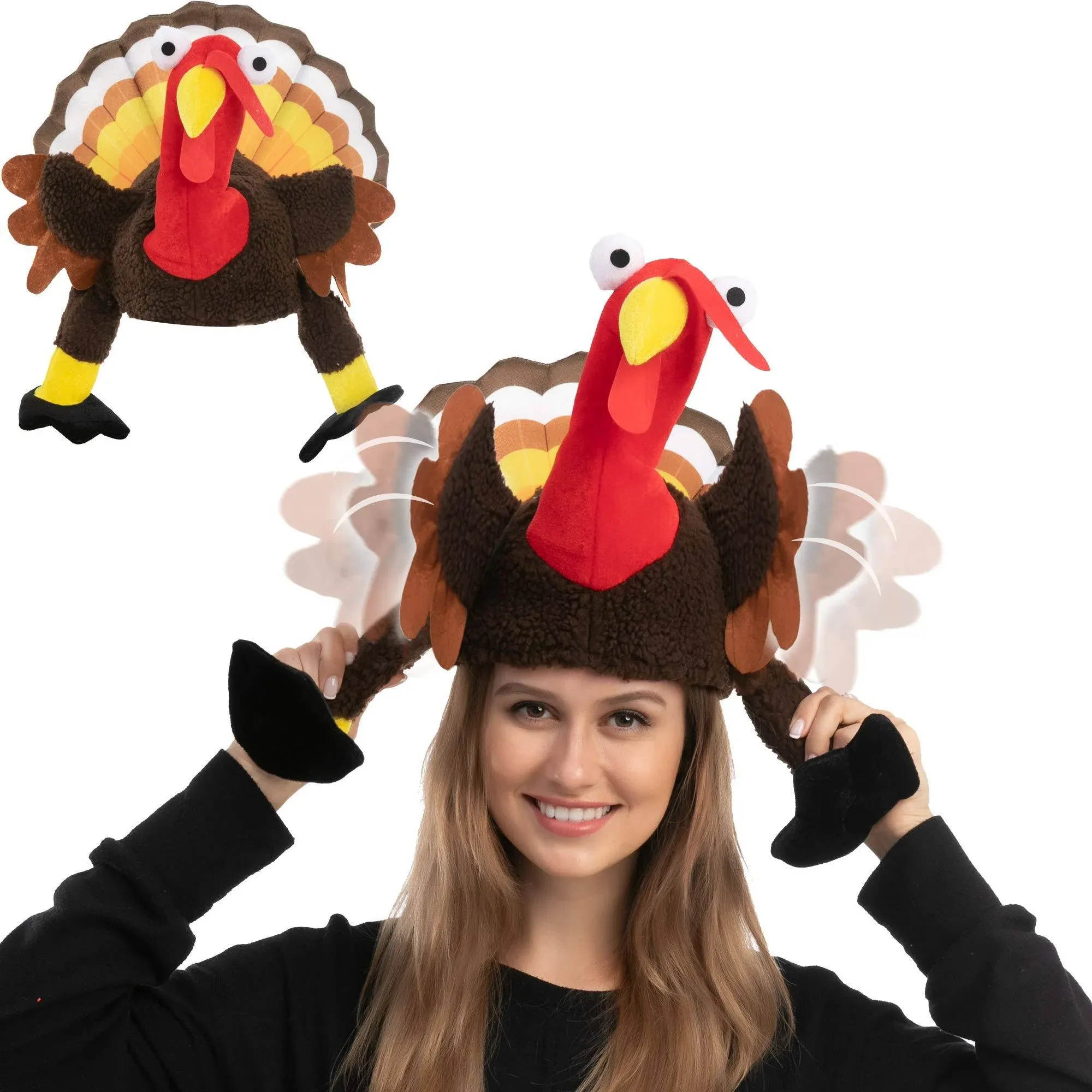 Thanksgiving Turkey Hat Wings Moving for Thanksgiving Trot Dress Up Party