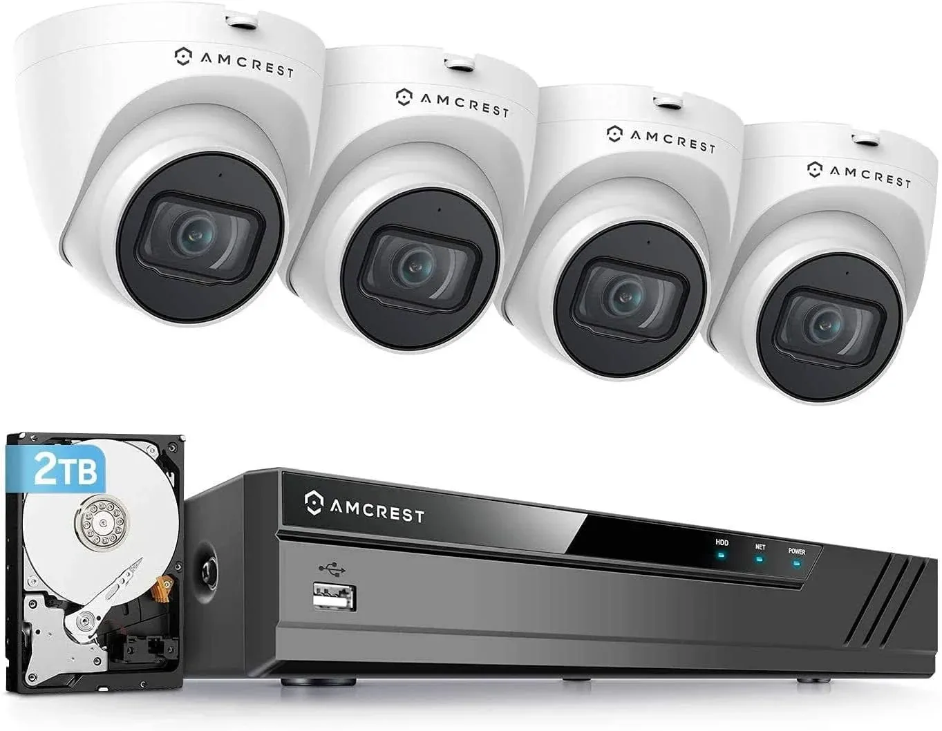 Amcrest 5MP PoE Security Camera System Outdoor, 8CH PoE NVR, 4pcs 5MP Turret PoE ...