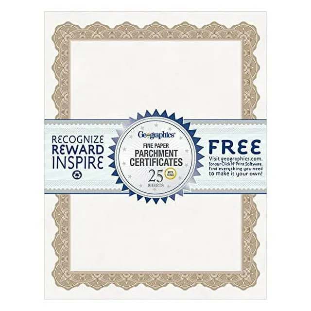 Royal Optima Green Certificates and Seals, 8.5 x 11 Inches, Pack of 25 (39452)