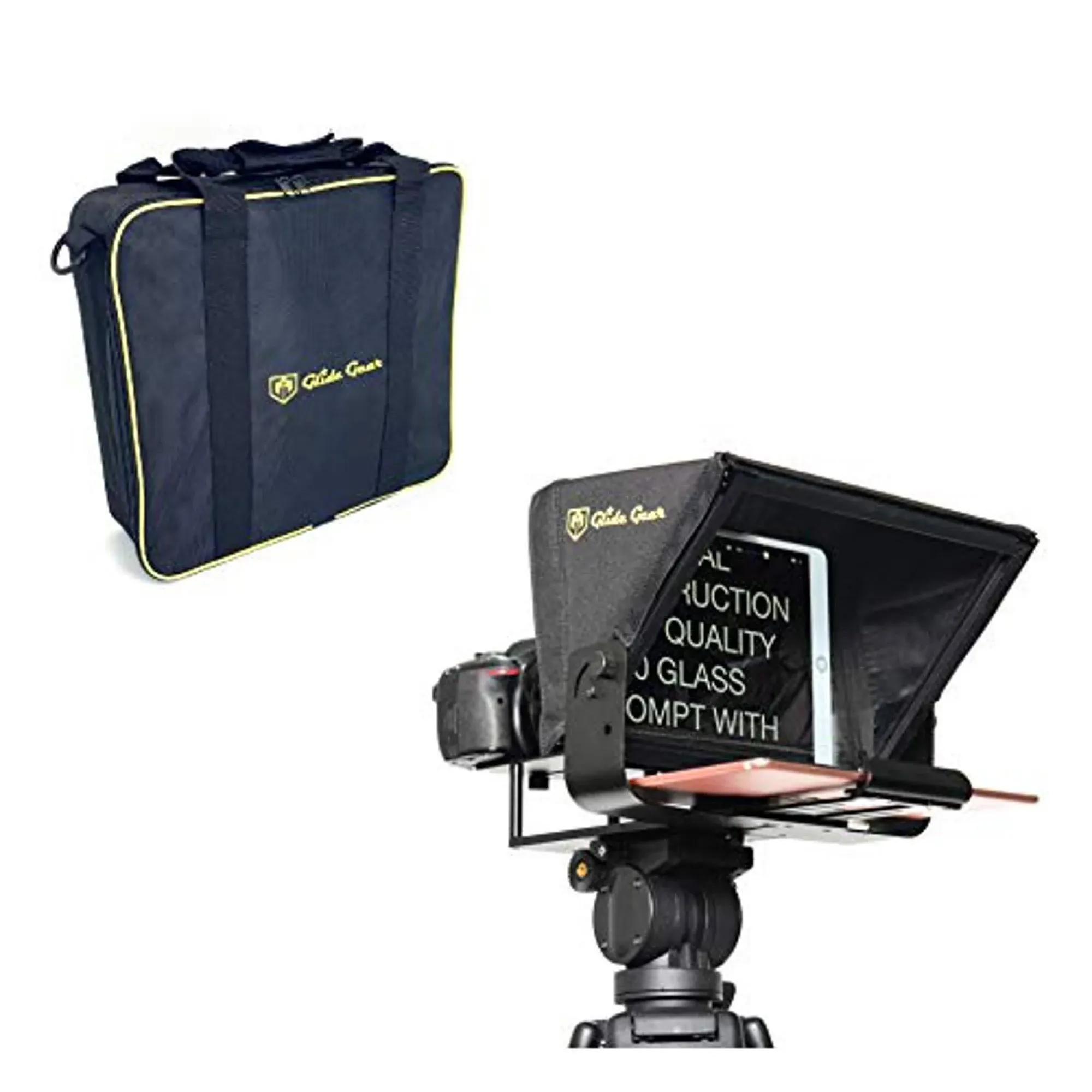 Glide Gear TMP100 Adjustable iPad/ Tablet/ Smartphone Teleprompter Beam Splitter 70/30 Glass w/ Carry Case No Plastic All Metal / No Assembly Required