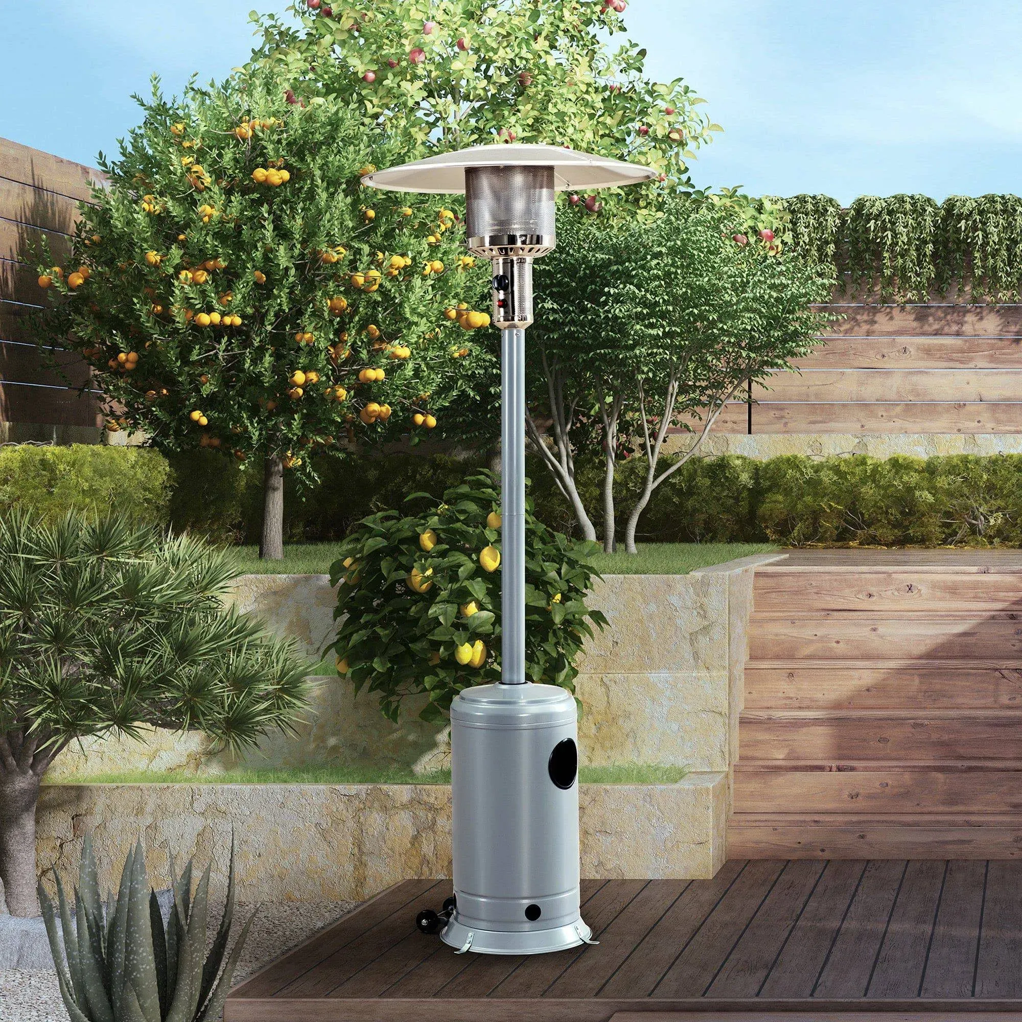 47K BTU Avanti Outdoor Portable Propane Heater with Safety Auto Shut Off Valve and Wheels