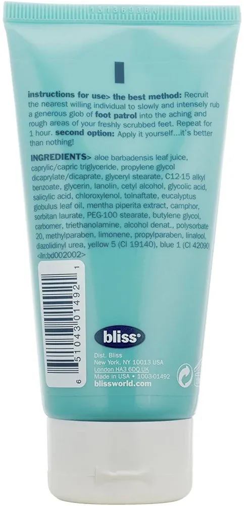 Bliss Foot Cream, Aloe Leaf & Peppermint - 4.0 fl oz