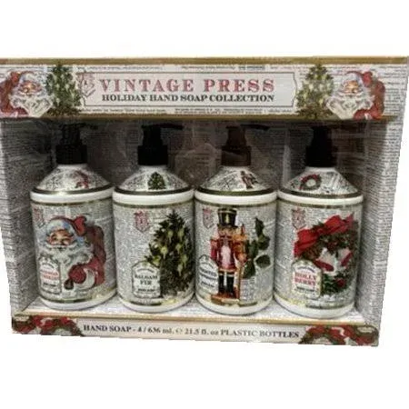 Vintage Press Holiday Hand Soap Collection - 4 Bottles, 21.5 fl oz each