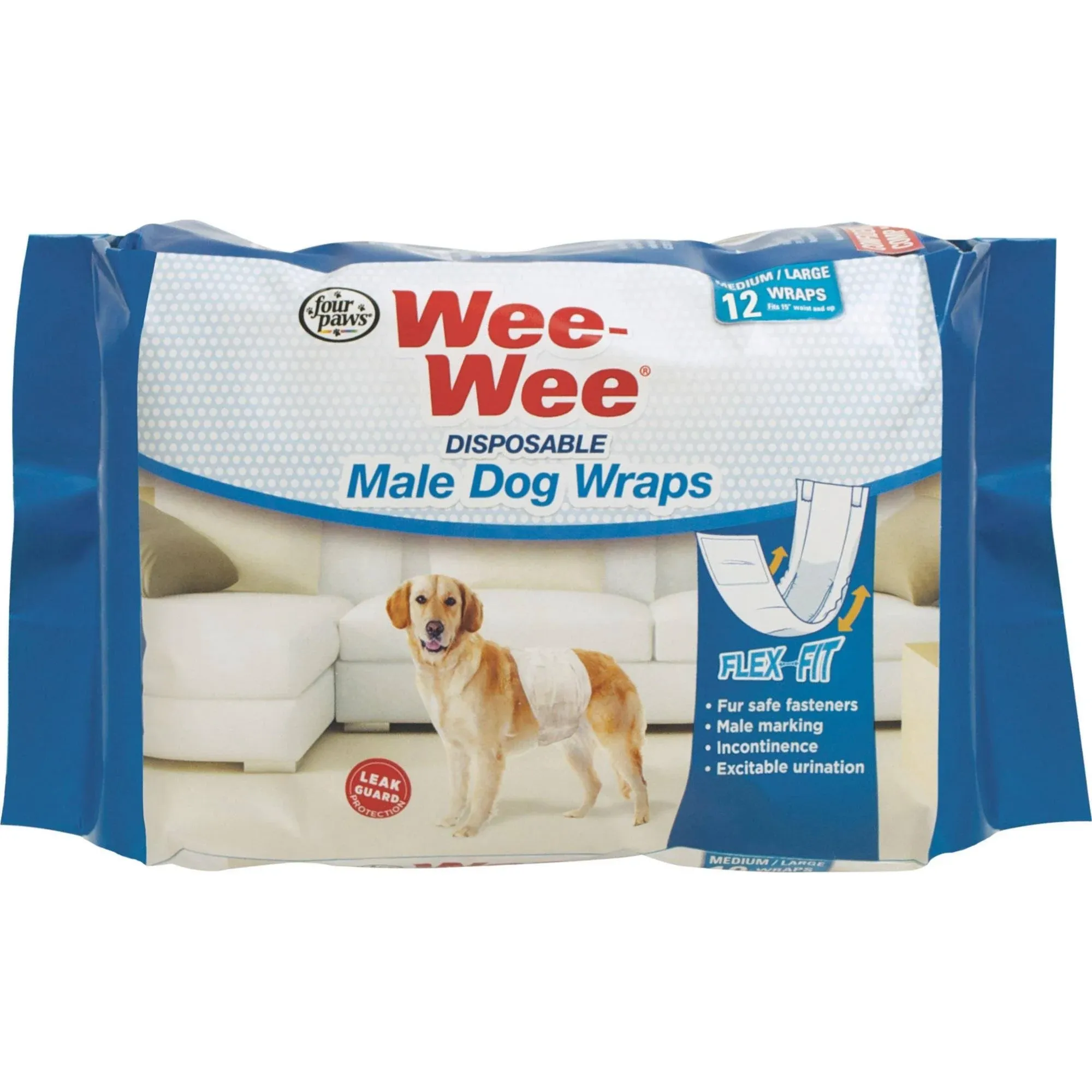 Four Paws X-Small/Small Wee-Wee Disposable male Dog Wraps