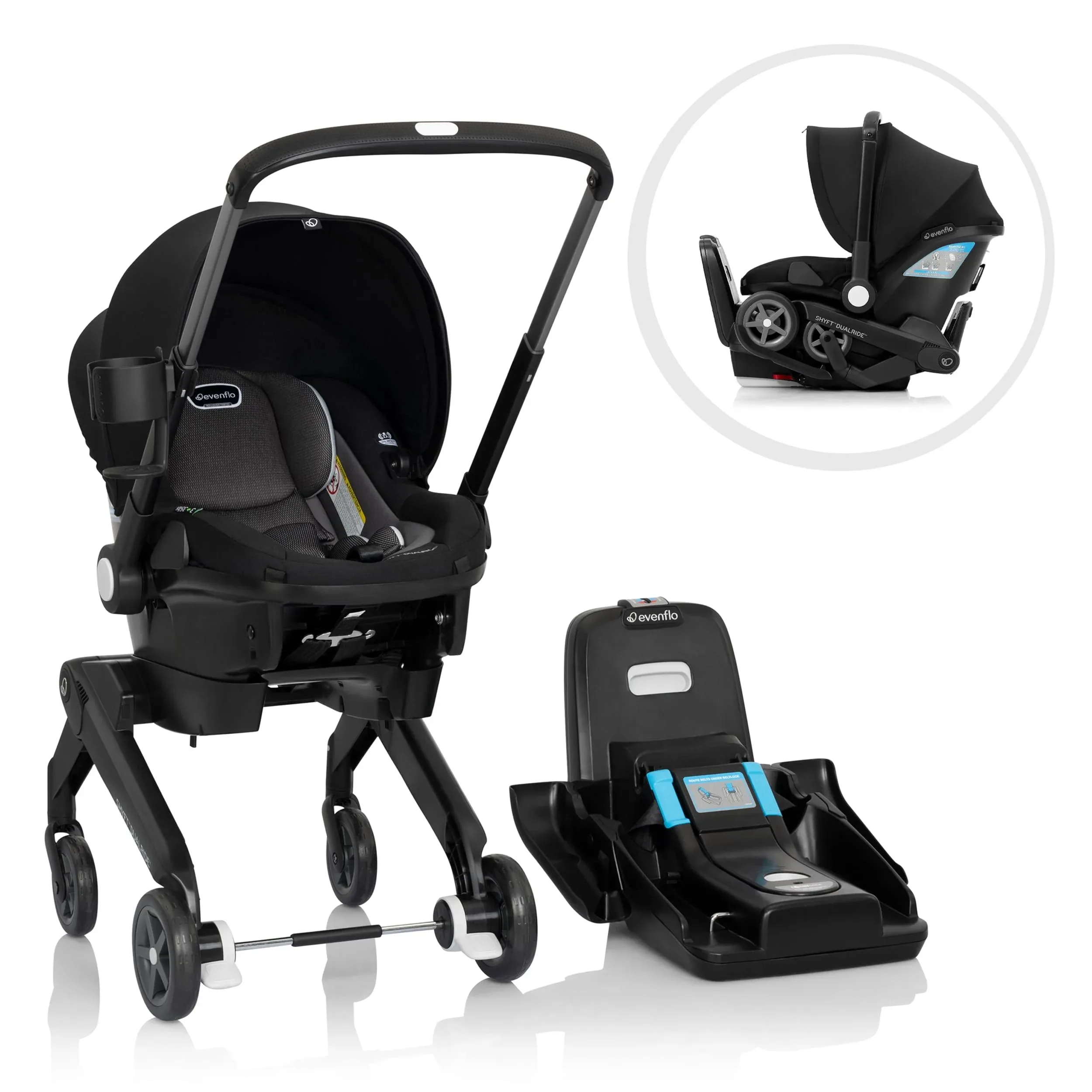 Evenflo Shyft DualRide Infant Car Seat Stroller Combo, Ayer