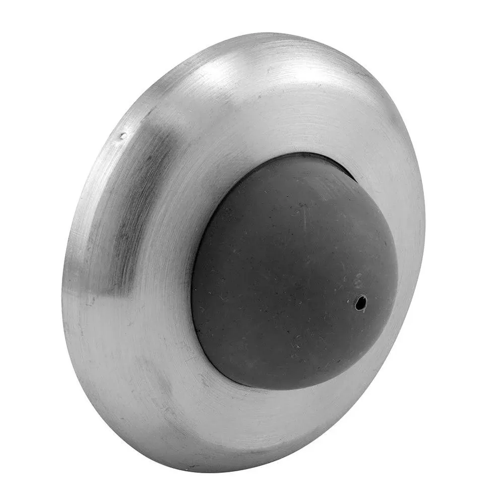 Door Stop, 1 in. Diameter, Cast Brass Construction, Stainless Steel Finish Single Pack