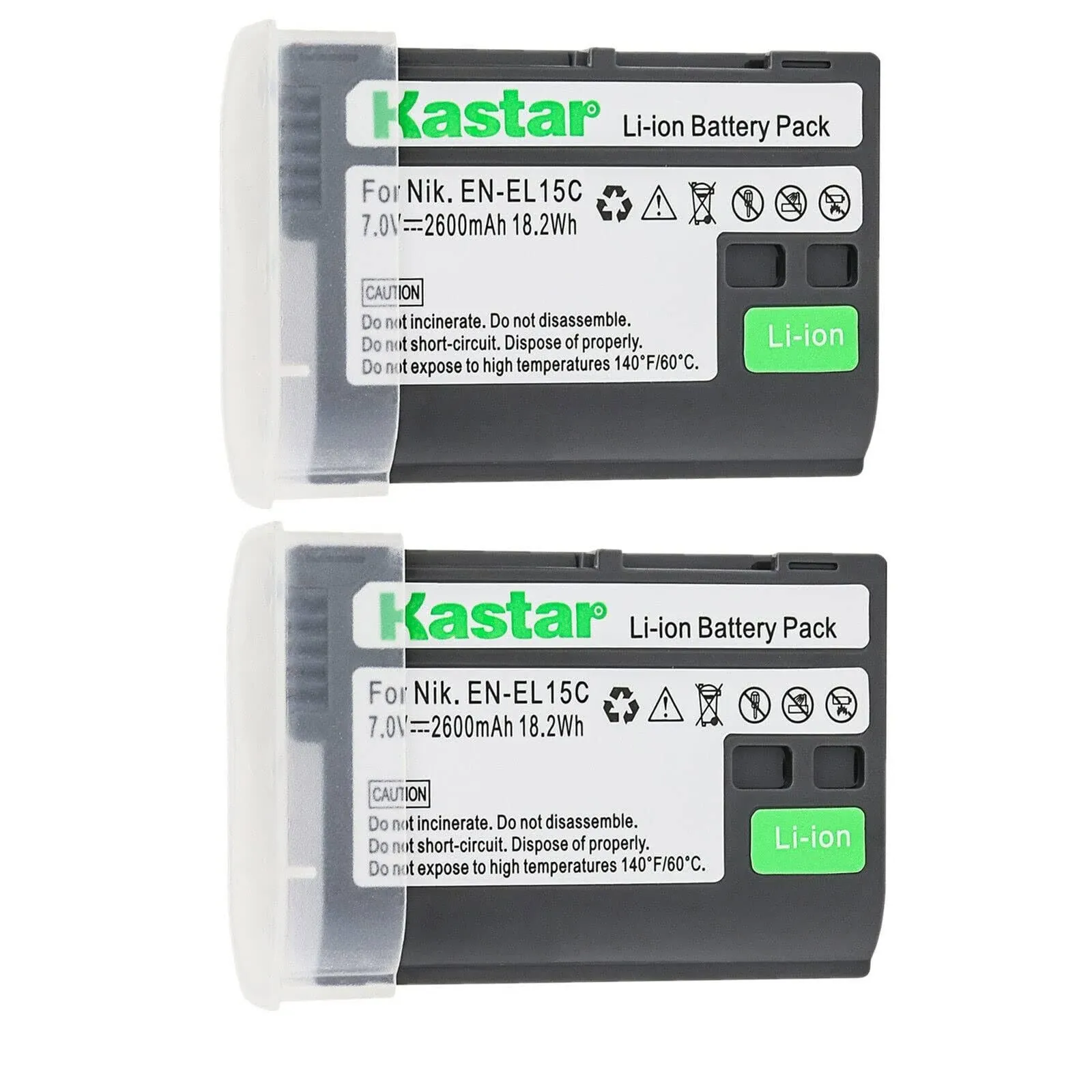 Kastar 2-Pack Battery Replacement for Nikon EN-EL15c ENEL15C EN-EL15b EN-EL15a EN-EL15 Battery, Nikon MH-25 Charger, Nikon Zf Mirrorless, Nikon Z 5 Z6 II Z7 II, Z5 Z6II Z7II, Z 8 Z8 Mirrorless Camera