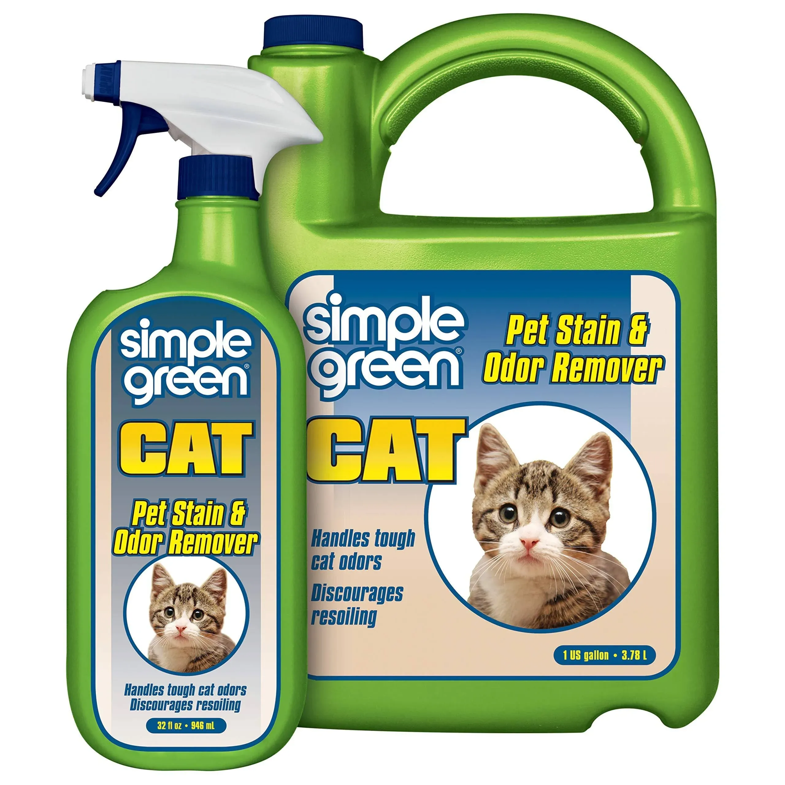 Simple Green Cat Stain & Odor Remover - Enzyme Cleaner for Cat Urine, Feces, Blood, Vomit (32 oz Sprayer & 1 gallon Refill)Simple Green Cat Stain & Odor Remover - Enzyme Cleaner for Cat Urine, Feces, Blood, Vomit (32 oz Sprayer & 1 gallon Refill)