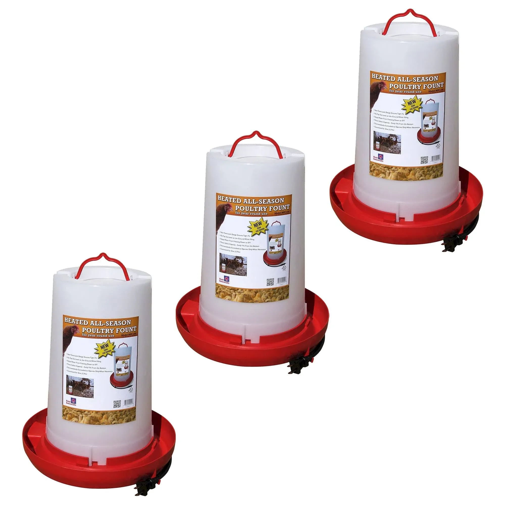 Farm Innovators Hpf-100 Thermostatically Controlled Heated 3 Gallon Plastic ...