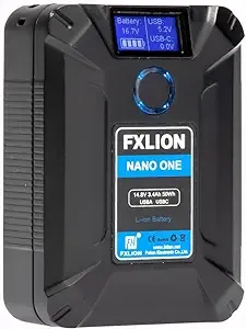 FXLION Nano ONE V Mount Battery 3400mAh(50Wh/14.8V) with D-TAP,USB-C,USB-A,Micro-USB Ports,Portable Rechargeable V Lock Battery for Cameras/Camcorders/MacBook/LED Lights/Monitors