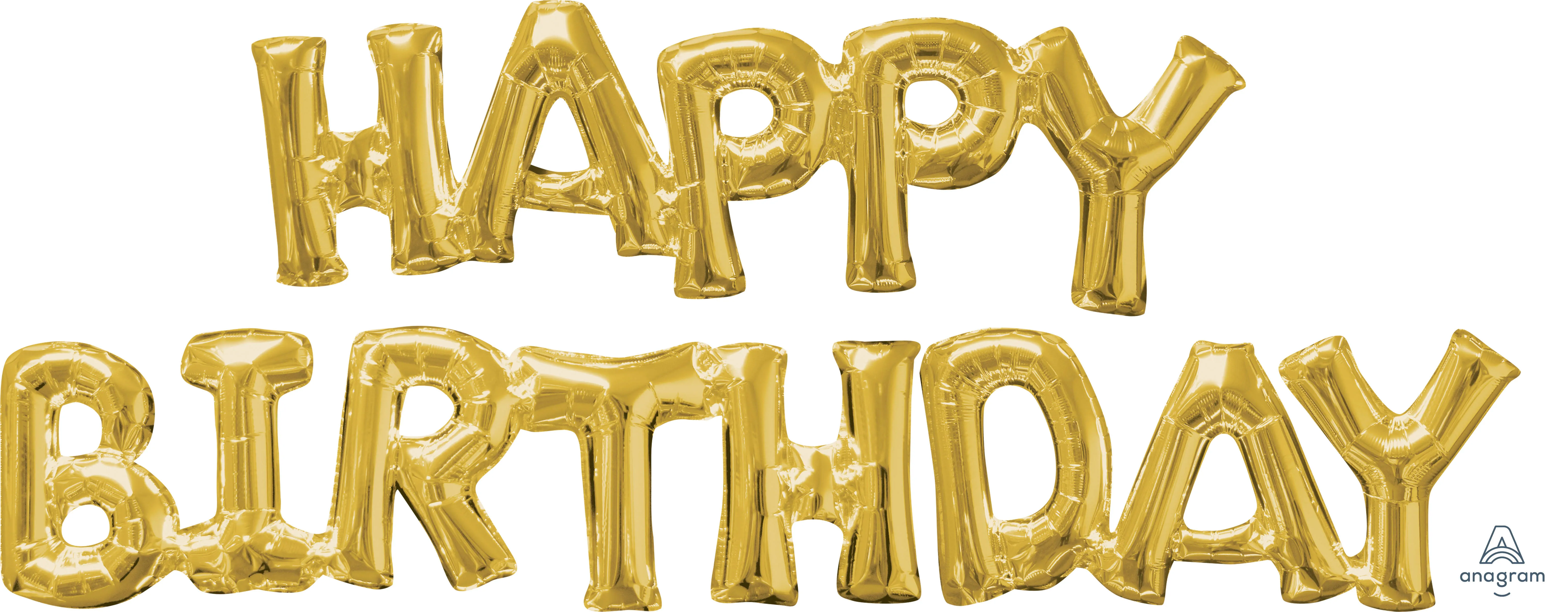 Air Filled Gold HBD Balloons