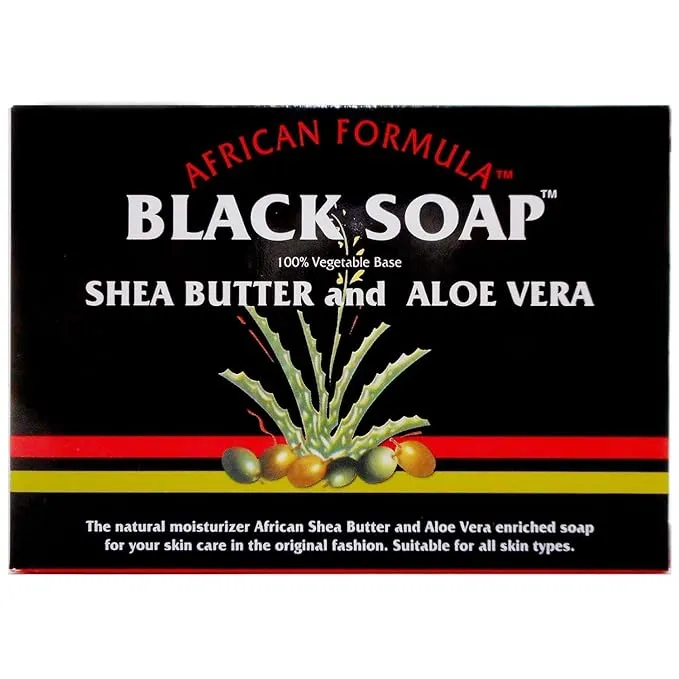 Madina African Black Soap Shea Butter and Aloe Vera, Moisturizing, 3.5 oz (Pack of 12)