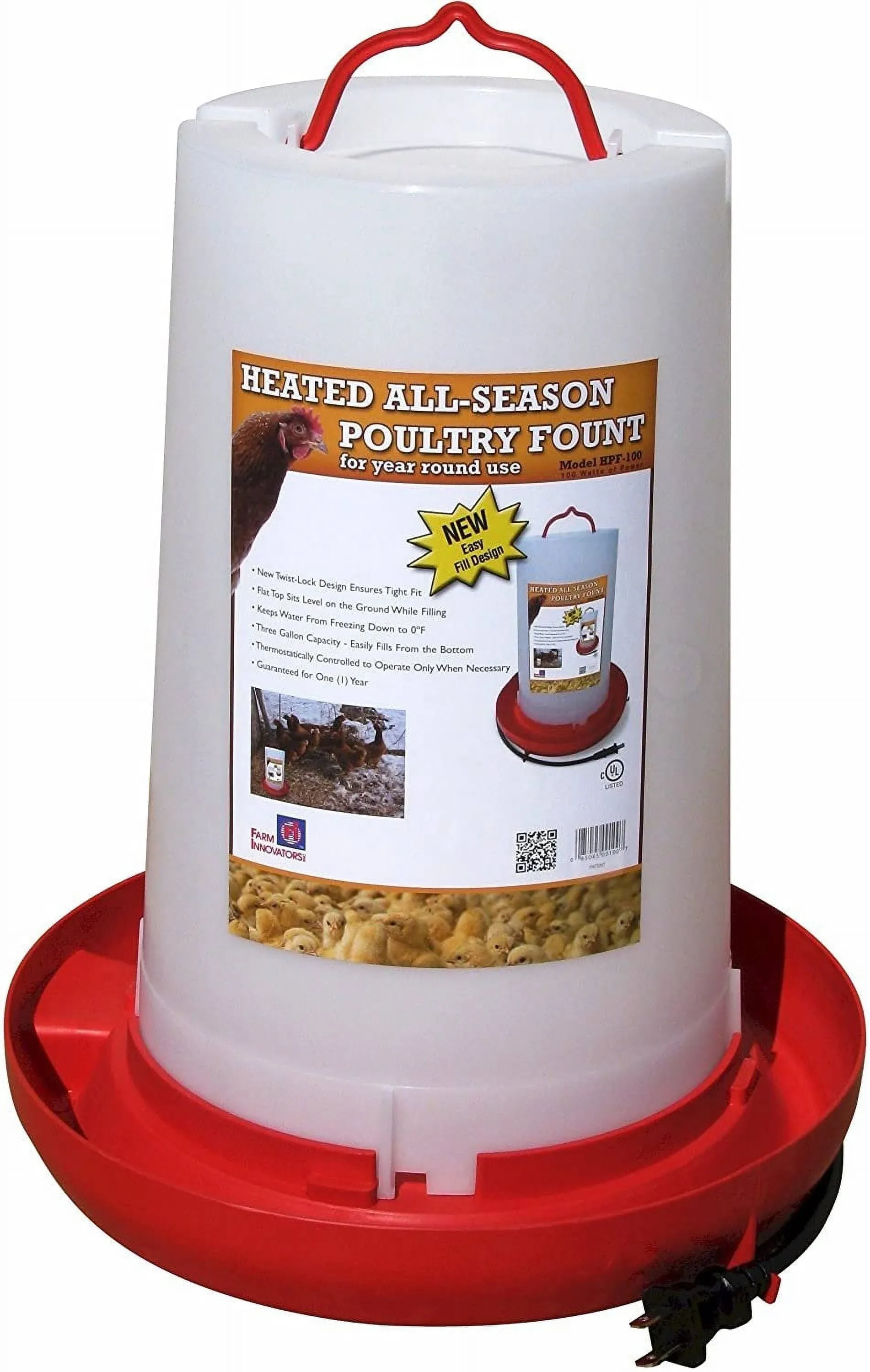 3 gal. Heated Poultry Waterer Fountain