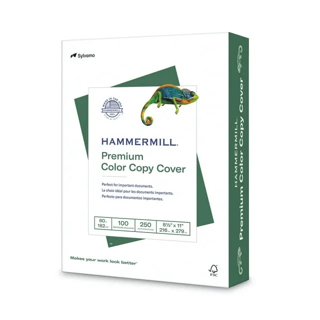 Hammermill 122549 8 1/2" x 11" Premium Photo White Pack of 60# Color Copy Cover Paper - 250 Sheets