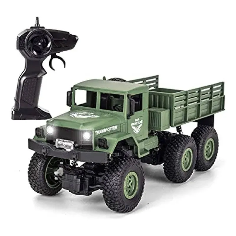 XINGRUI 50 Minutes Playing Time RC Military Truck, JJRC Q69 Off-Road Remote Control Car 2.4Ghz 4WD 1:18 Scale Toy Vehicle for Kids Children Boy Gift