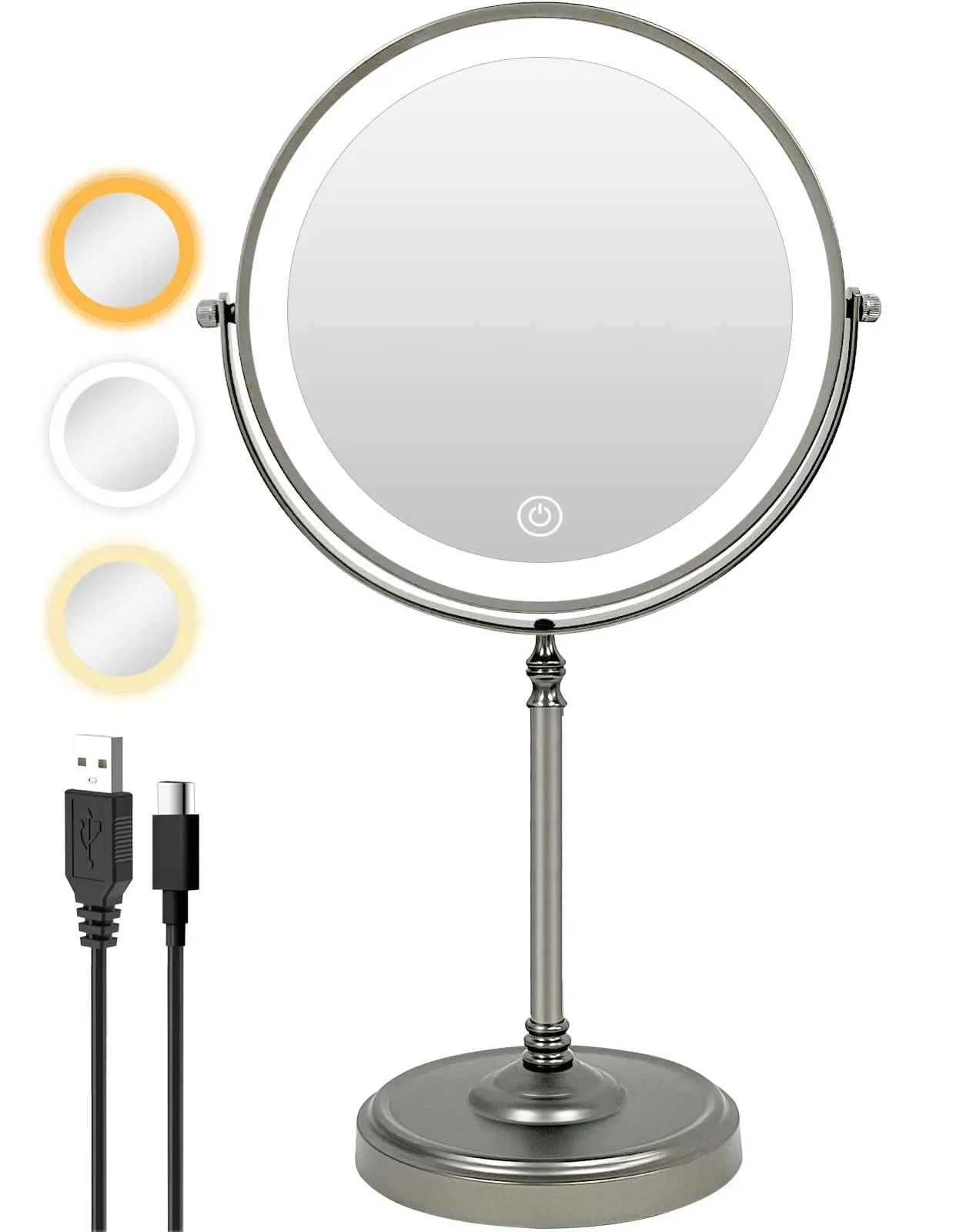 9" Large Lighted Makeup Mirror - 5000mAh Rechargeable Magnifying Vanity Mirror ...