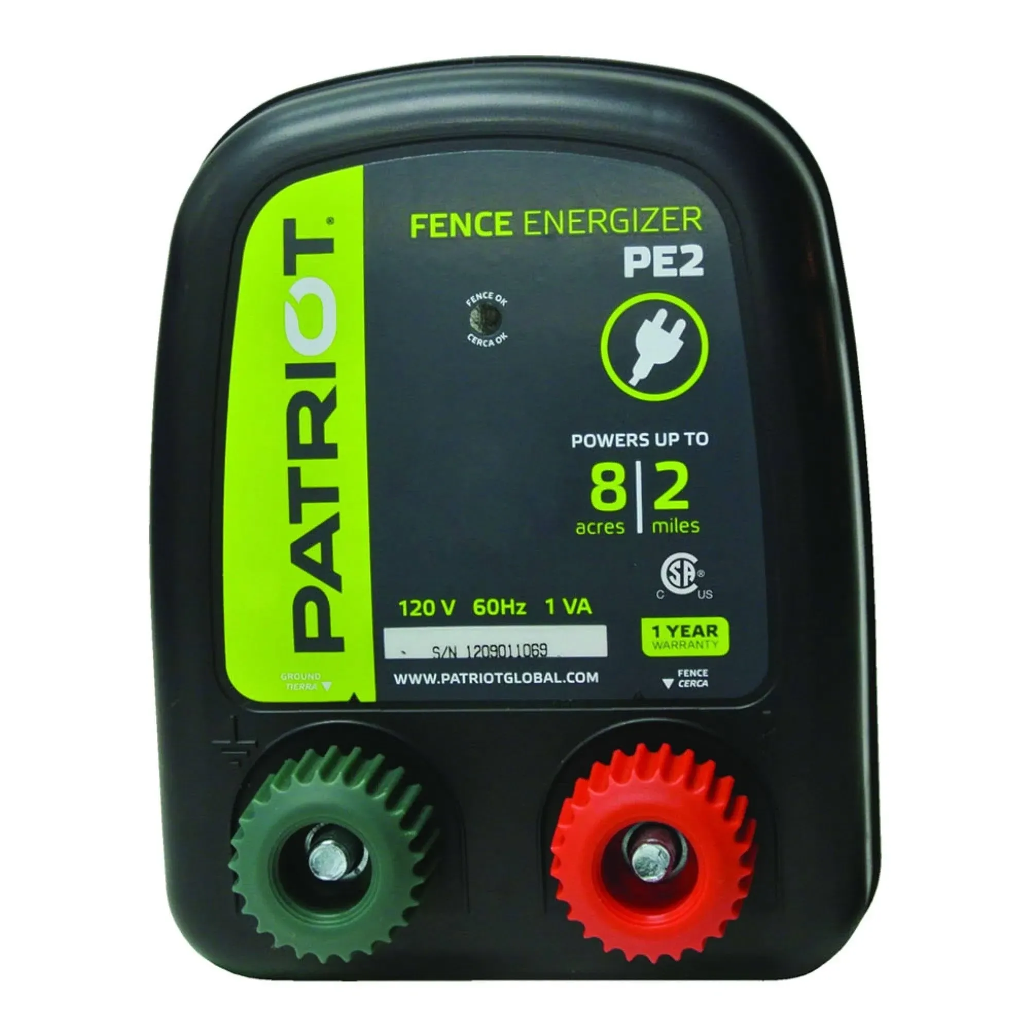 Patriot PE2 Electric Fence Energizer, 0.10 Joule 