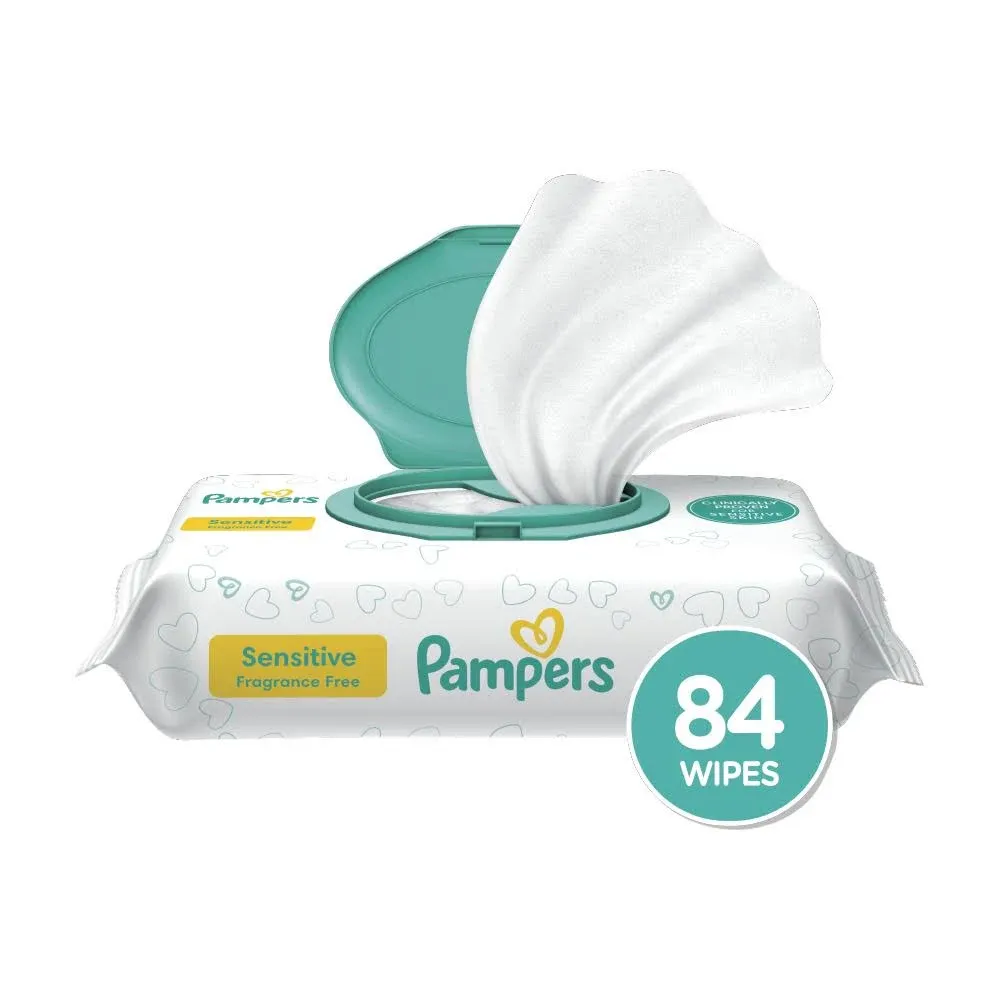 Pampers Baby Wipes Sensitive Perfume Free 1x Pop-Top Pack 84 Count