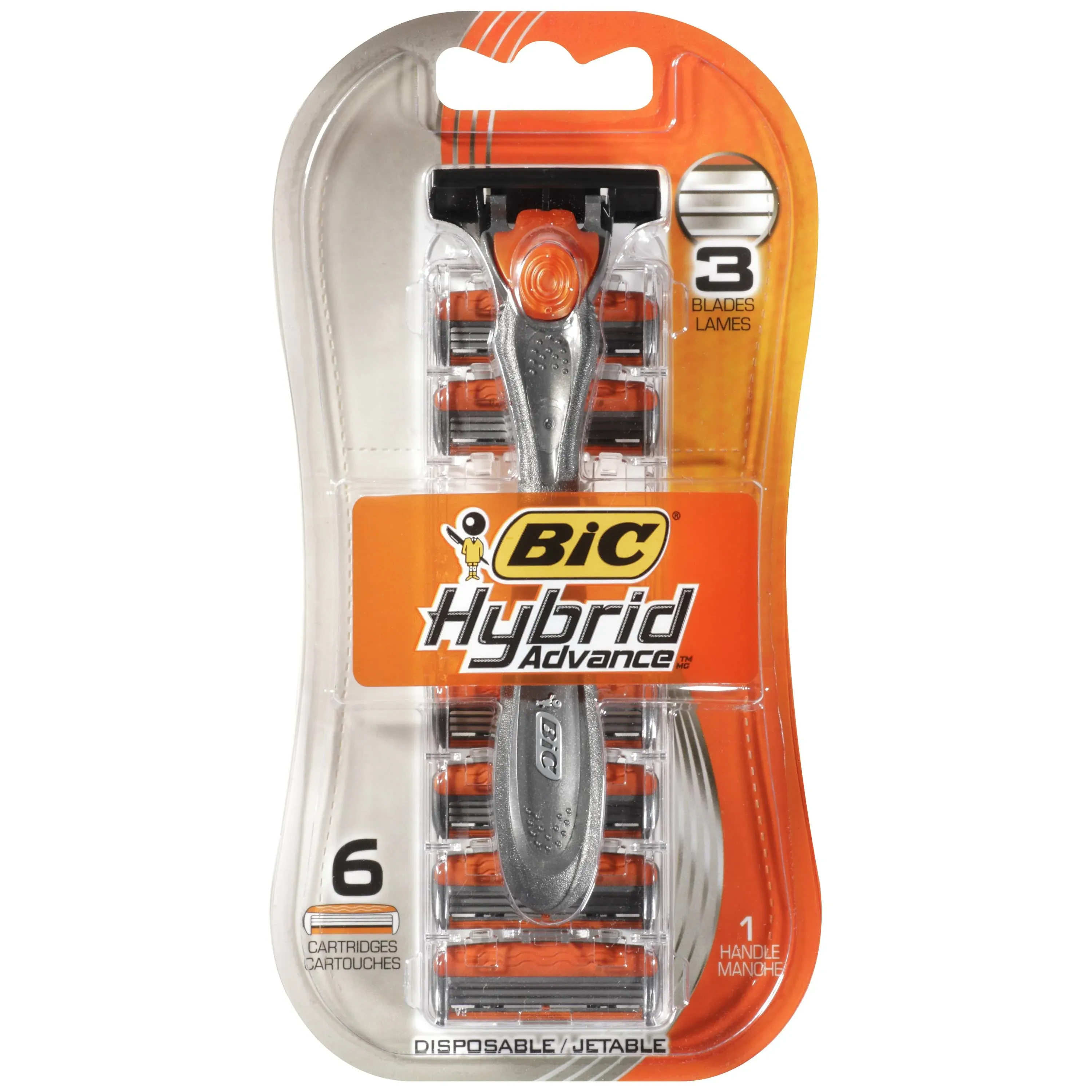 BIC Comfort 3 Hybrid Men&#039;s 3-Blade Disposable Razor, 1 Handle and 6 Cartridges,