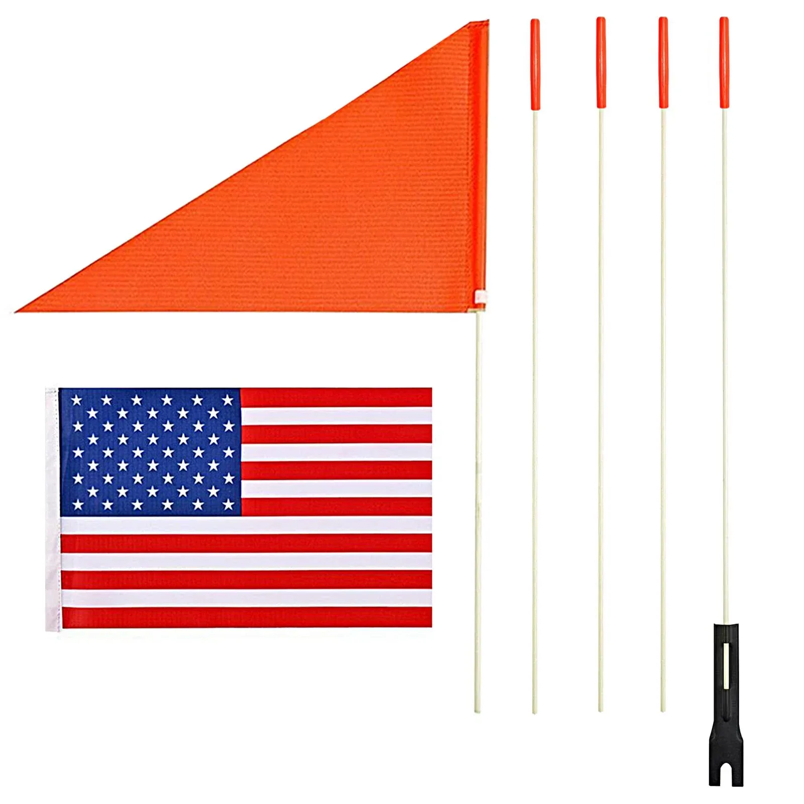 Bike Safety Flag/USA Flag Six Foot Heavy Duty Fiberglass Pole Polyester