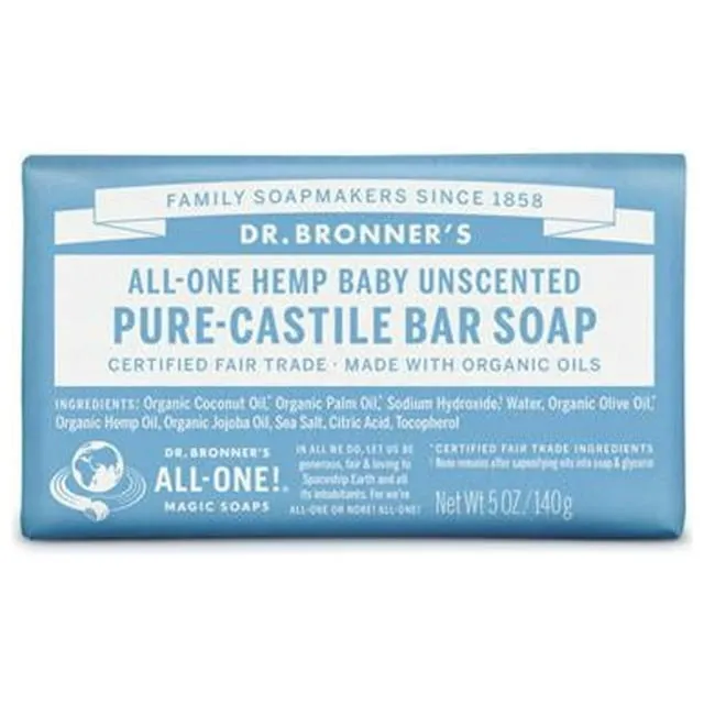 Dr. Bronner's Organic Pure-Castile Soap, Unscented Baby Mild - 5 oz bar