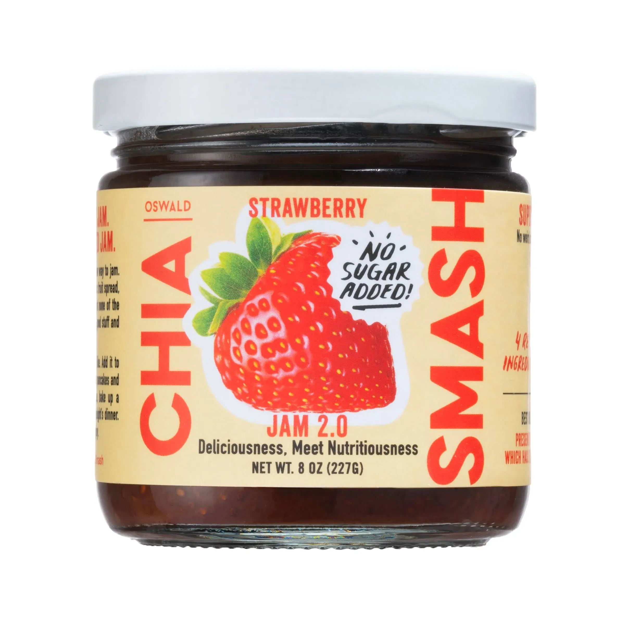 Oswald Chia Smash, No Sugar Added, Strawberry - 8 oz