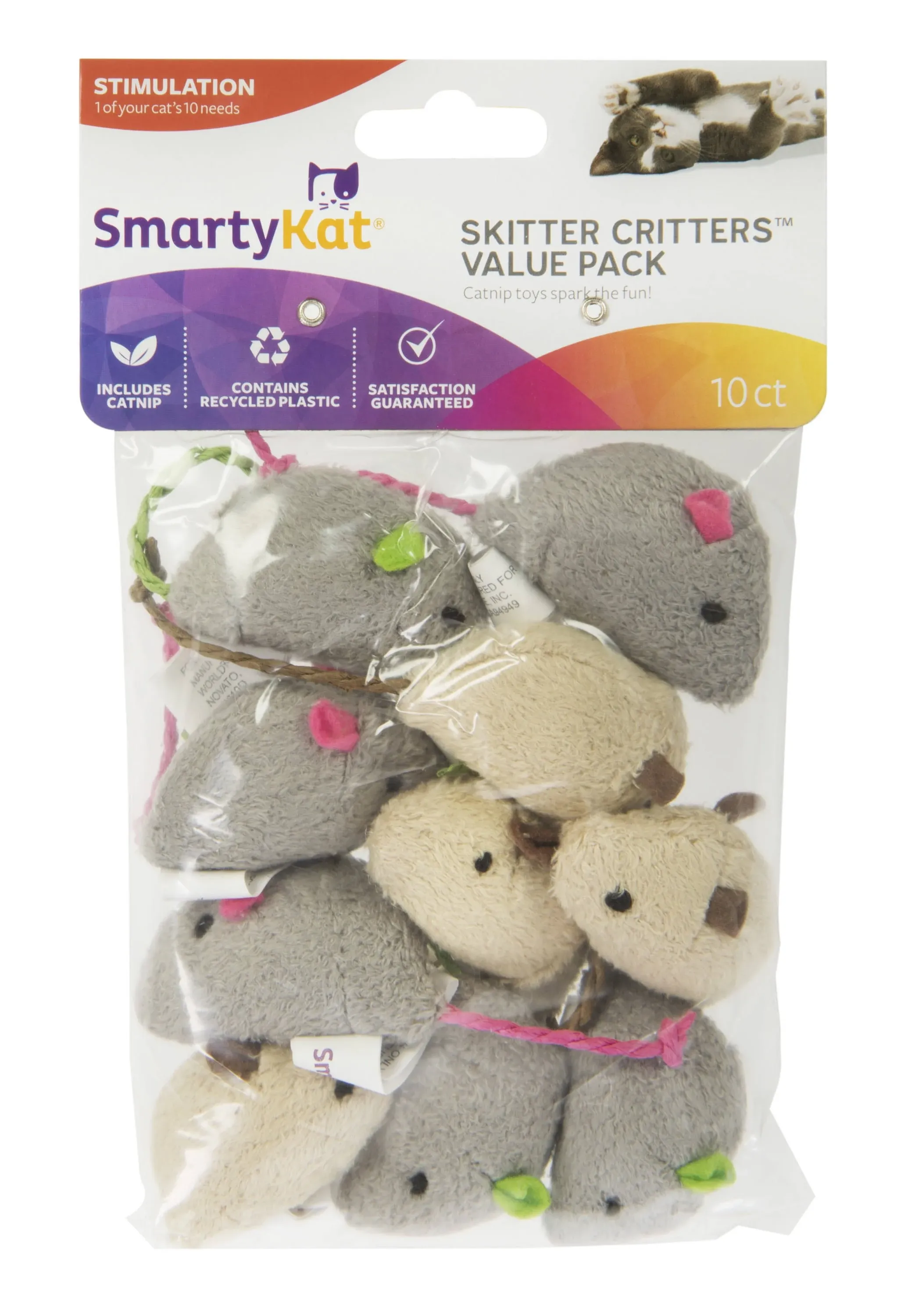 SmartyKat Skitter Critters Catnip Cat Toys Value Pack, 10 Count