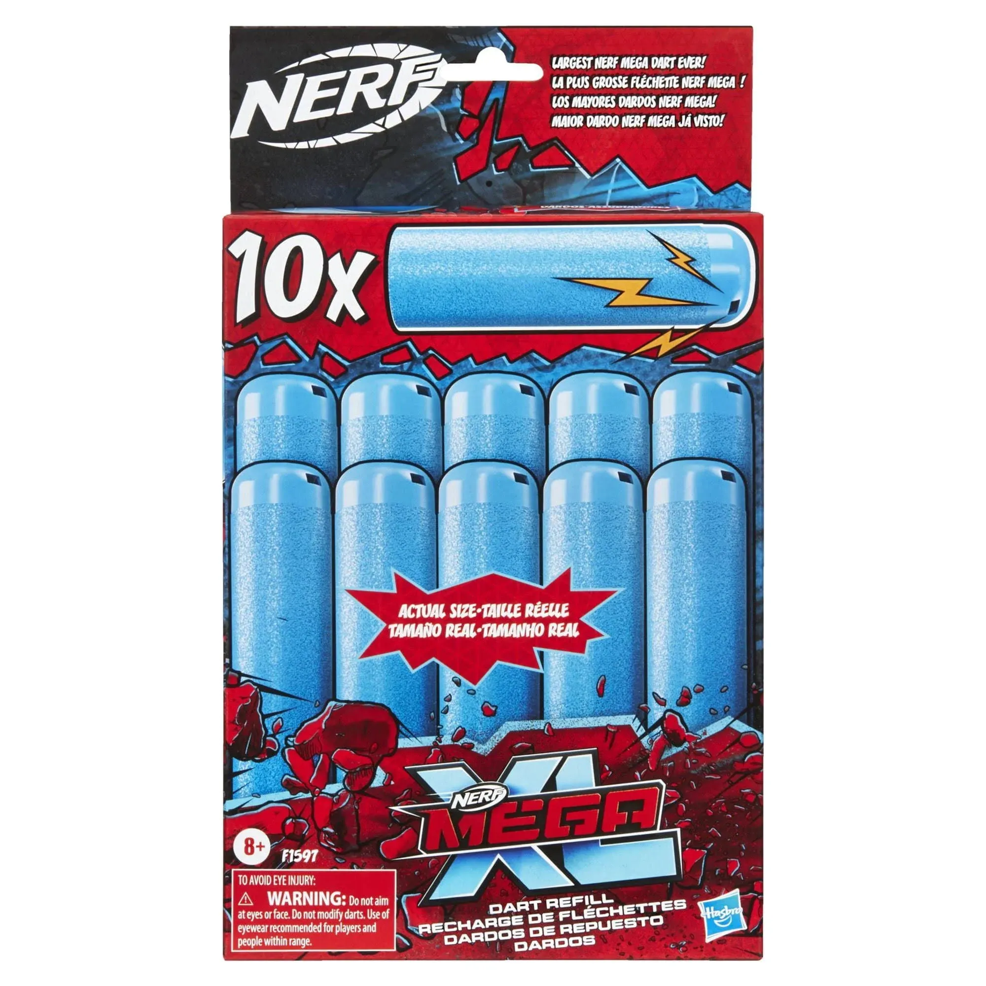 NERF Mega XL 10× Dart Refill - Blue Age 8+ #F1597. Whistle Mega Dart. New