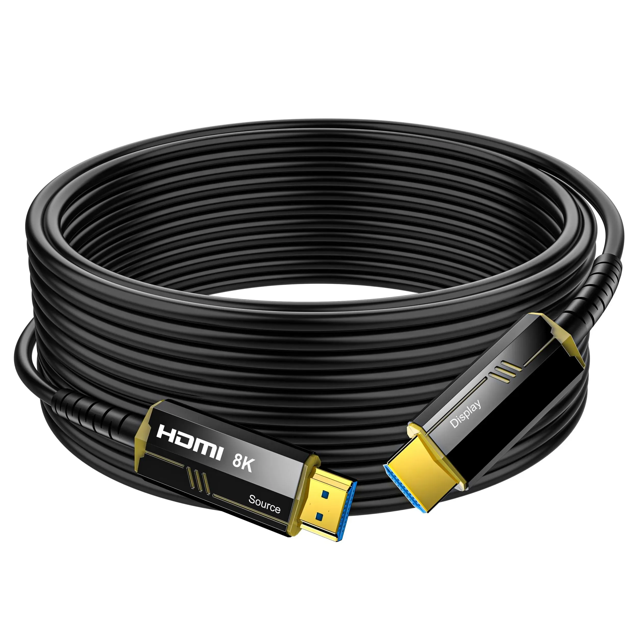 Fiber Optic HDMI Cable 100FT, 8K (HDMI 2.1,48Gbps) Ultra High Speed HDMI Cord with Gold Plated Connectors, 8K@60Hz 4K@120Hz, Compatible for HDTV PC Projector Large Display, Male-to-Male