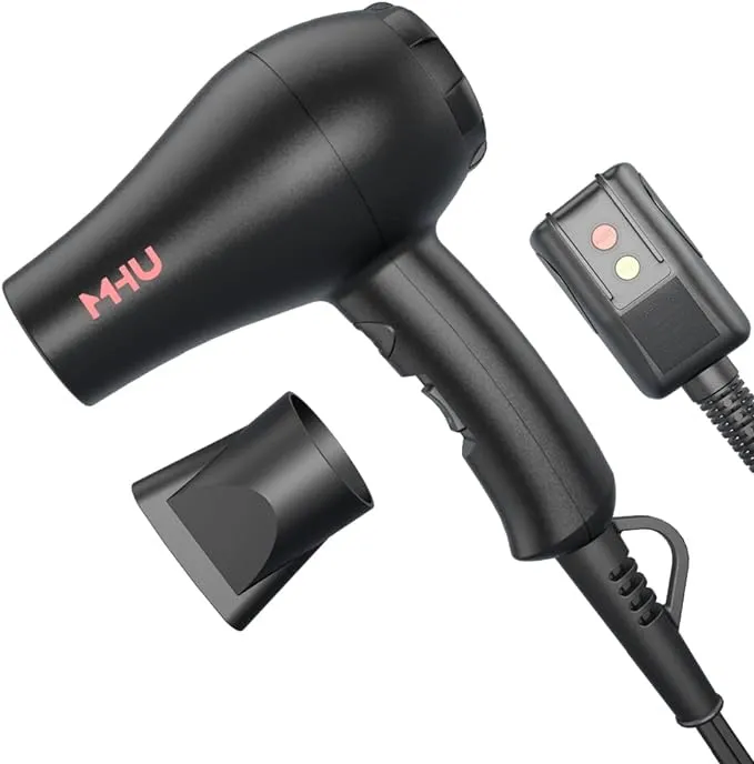 Mini Blow Dryer Ceramic Ionic 1000 Watts for Painting and Acrylic Pouring, Small Hair Dryer Compact and Lightweight for Kids and Travel, 2 Speed Settings and Cool Shot Plus Concentrator, Black