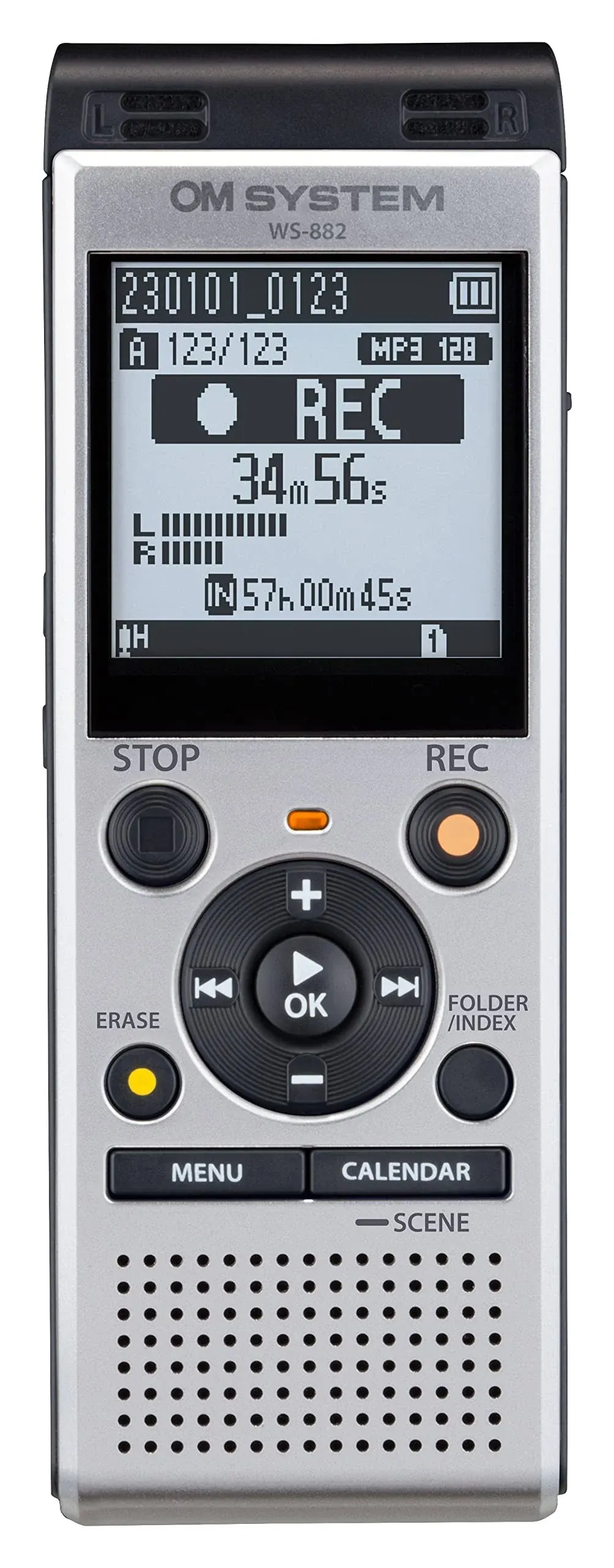 Olympus OM System WS-882 Digital Voice Recorder, with Linear PCM/MP3 Recording Formats, USB Direct, 4gb Playback Speed and Volume Adjust, File Index, Erase Selected Files