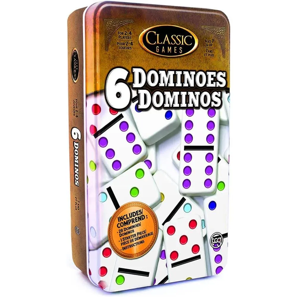 Classic Games Double 6 Dominoes Game Tin Case TCG Toys 2016 NEW SEALED