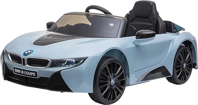 Aosom Licensed BMW i8 Coupe Electric Kids Ride-On Car 6V Battery Powered Toy with Remote Control Music Horn Lights MP3 Suspension Wheels for 37