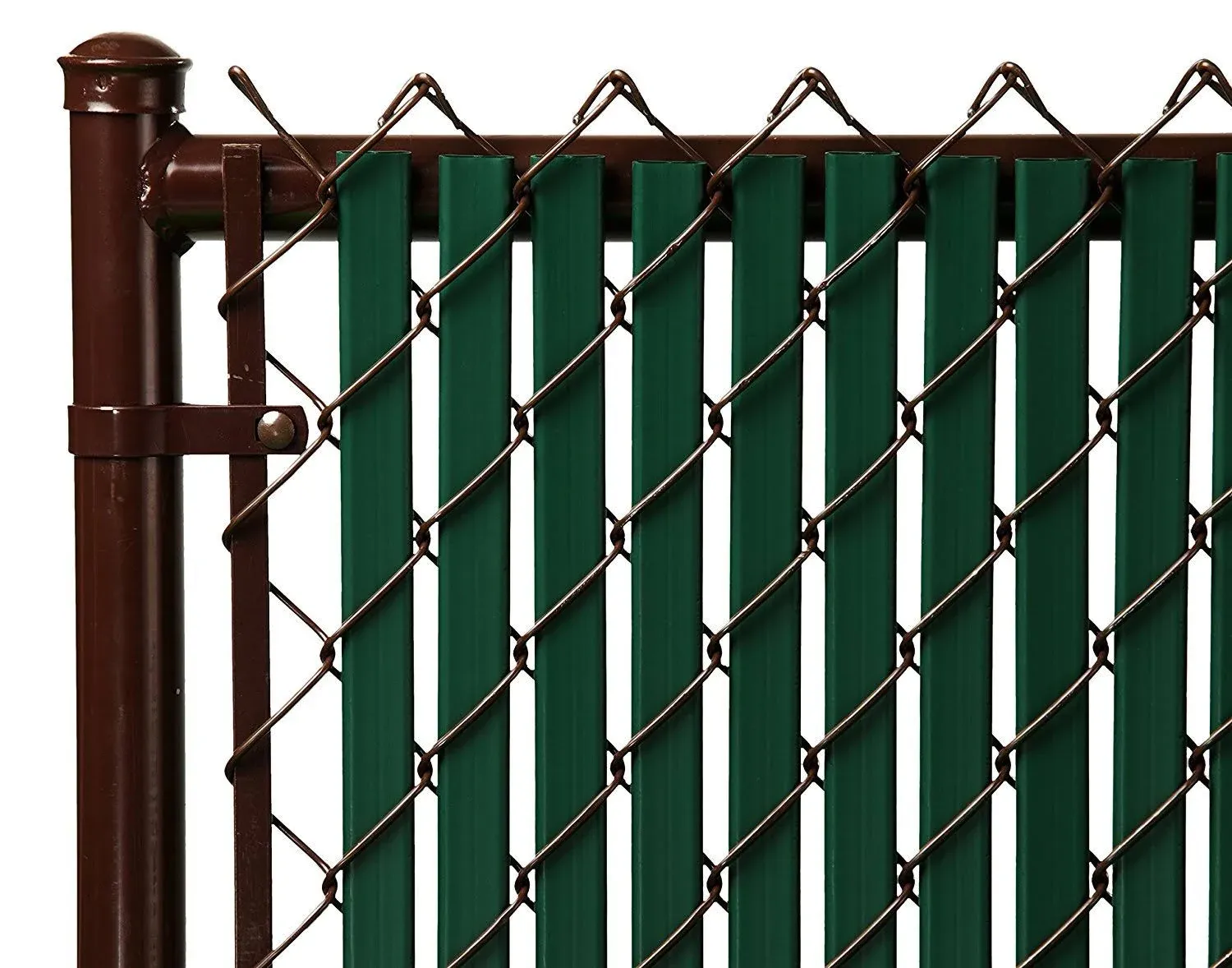 Tube Slats Made in America Privacy Inserts for Chain-Link Fence, Double-Wall Vertical Bottom-Locking Slats for 5' Fence Height (Green)