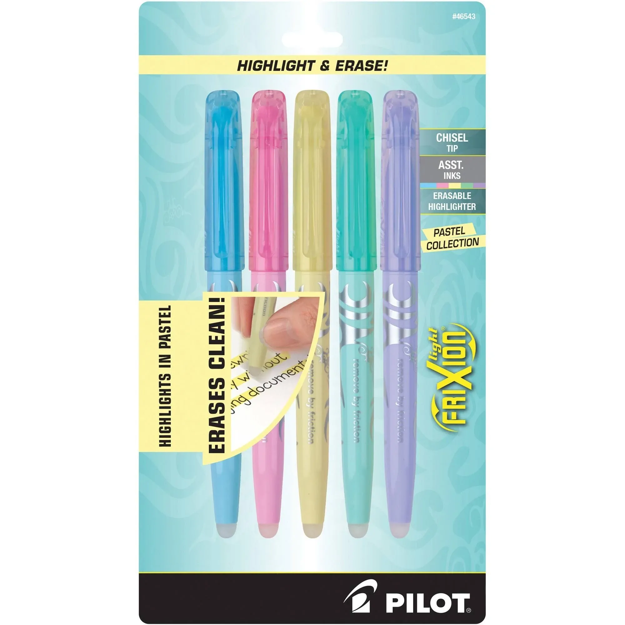 Pilot, FriXion Light Pastel Erasable Highlighters, Chisel Tip, Pack of 14, Assorted Colors