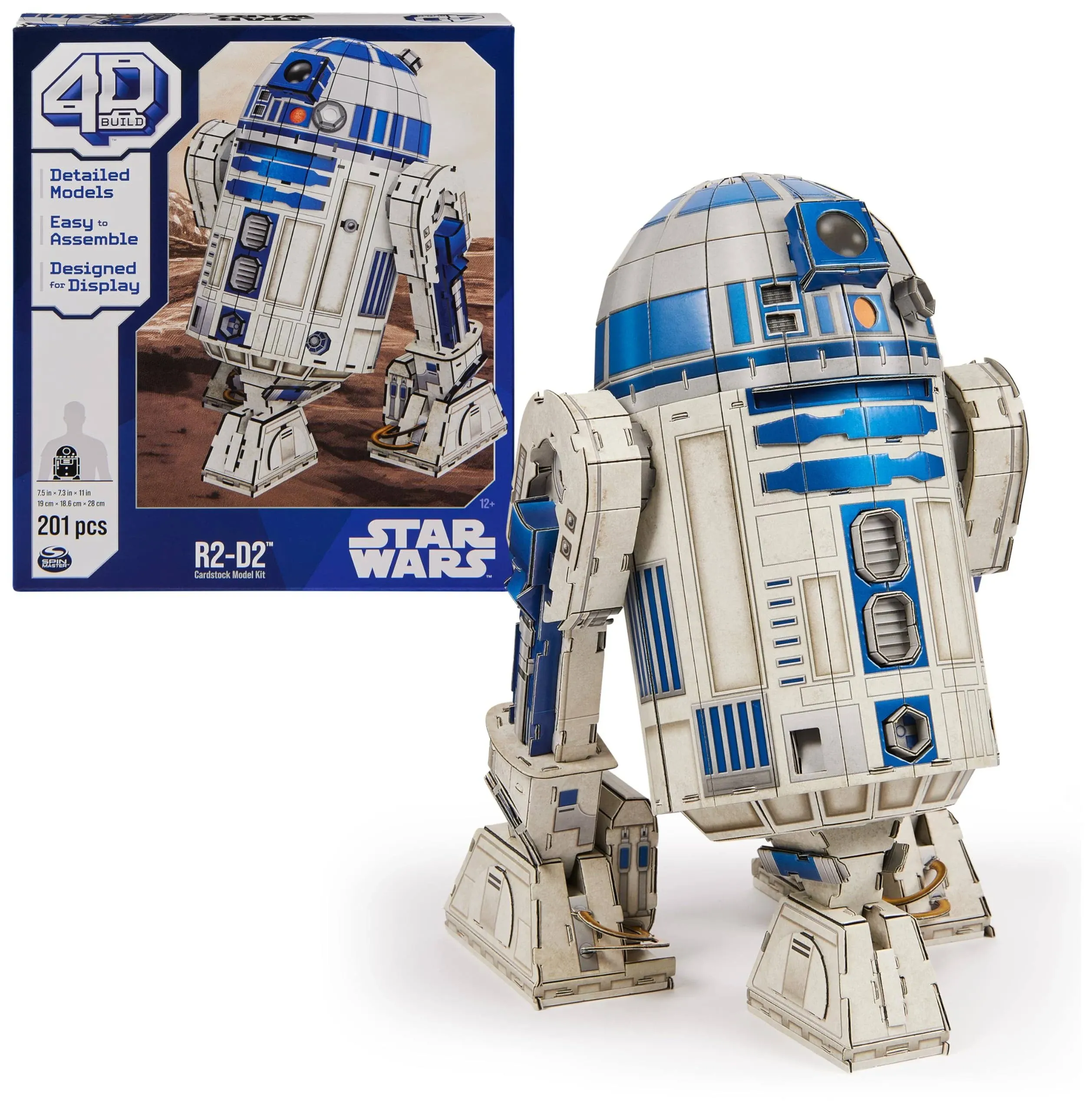 Star Wars 4D Build R2-D2 Cardstock 201pc Model Kit Designed for Display Free SH