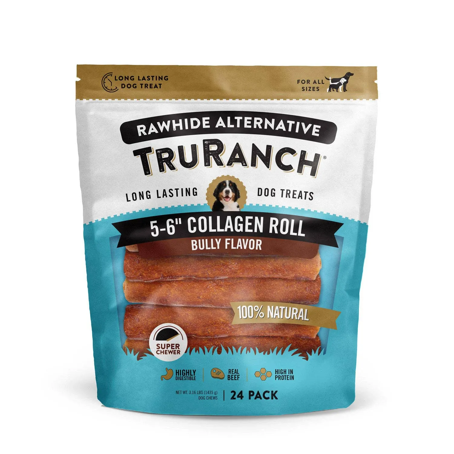 TruRanch Collagen 6&#034; Bully Rolls, 24 ct.