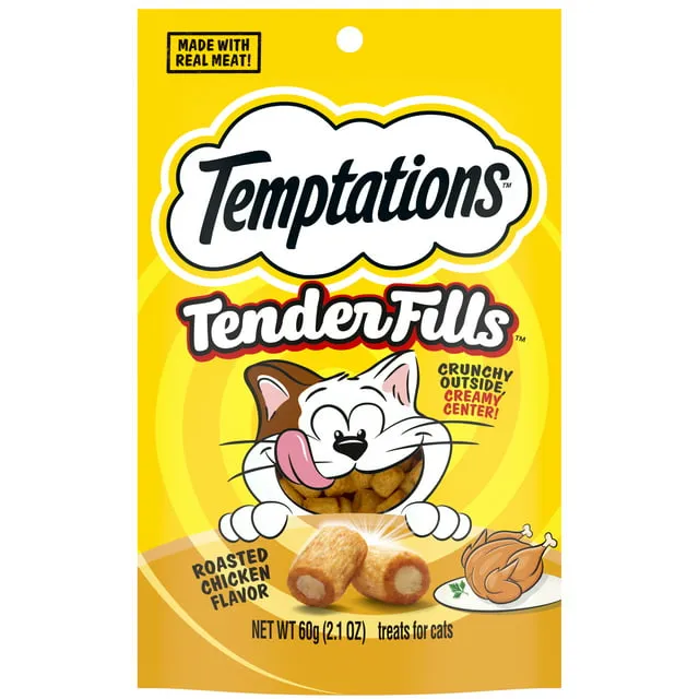 Temptations Tender Fills Crunchy and Soft Adult Cat Treats Roasted Chicken Flavor, 11.6 oz. Pouch