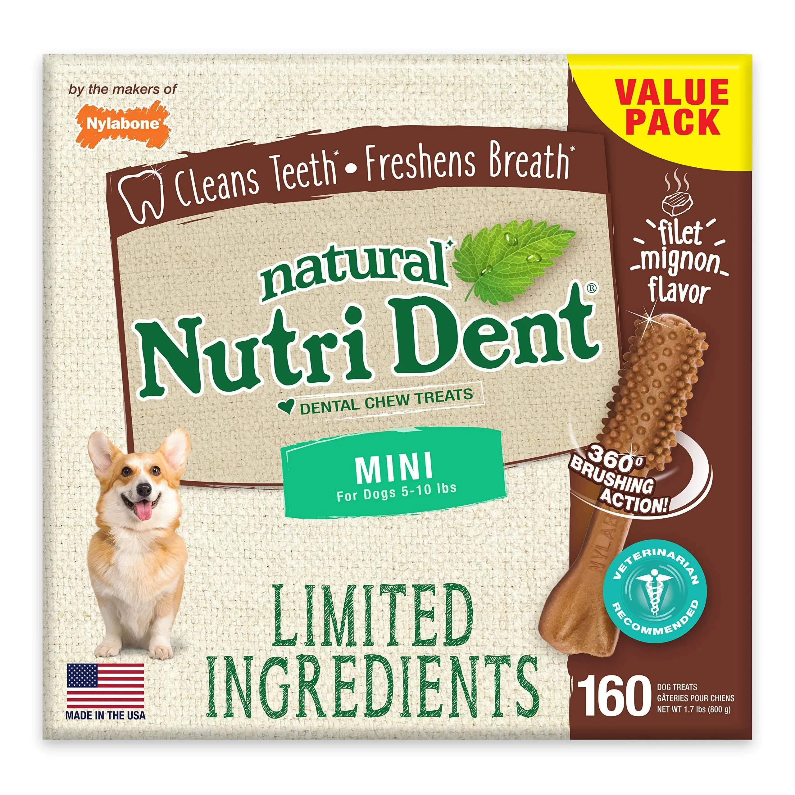 Nylabone Nutri Dent Dental Chews Filet Mignon