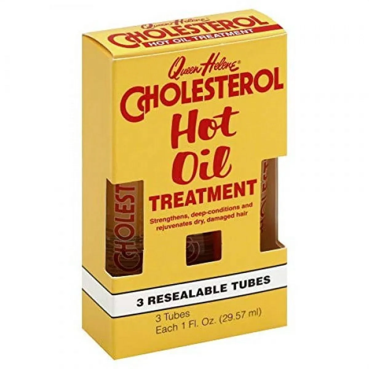 Queen Helene Cholesterol Hot Oil Treatment Resealable Tubes - 3 pack, 1 fl oz each