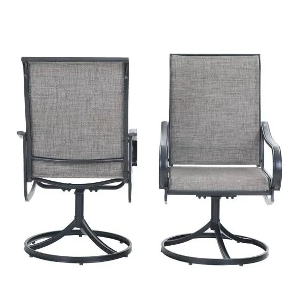 Phi Villa Swivel Textilene Patio Outdoor Dining Chairs, Black, Set of 2 Chairs