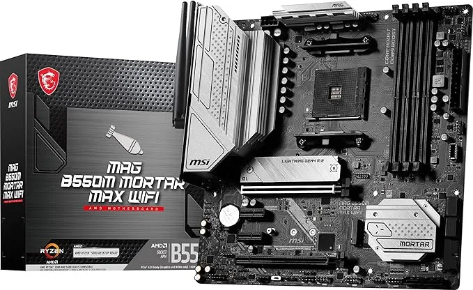 MSI MAG B550M MORTAR MAX WIFI DDR4 AM4 AMD B550 SATA 6Gb/s Micro-ATX Wi-Fi 6E 2.5Gbps LAN  M.2 (Key-E)  Motherboards - AMD