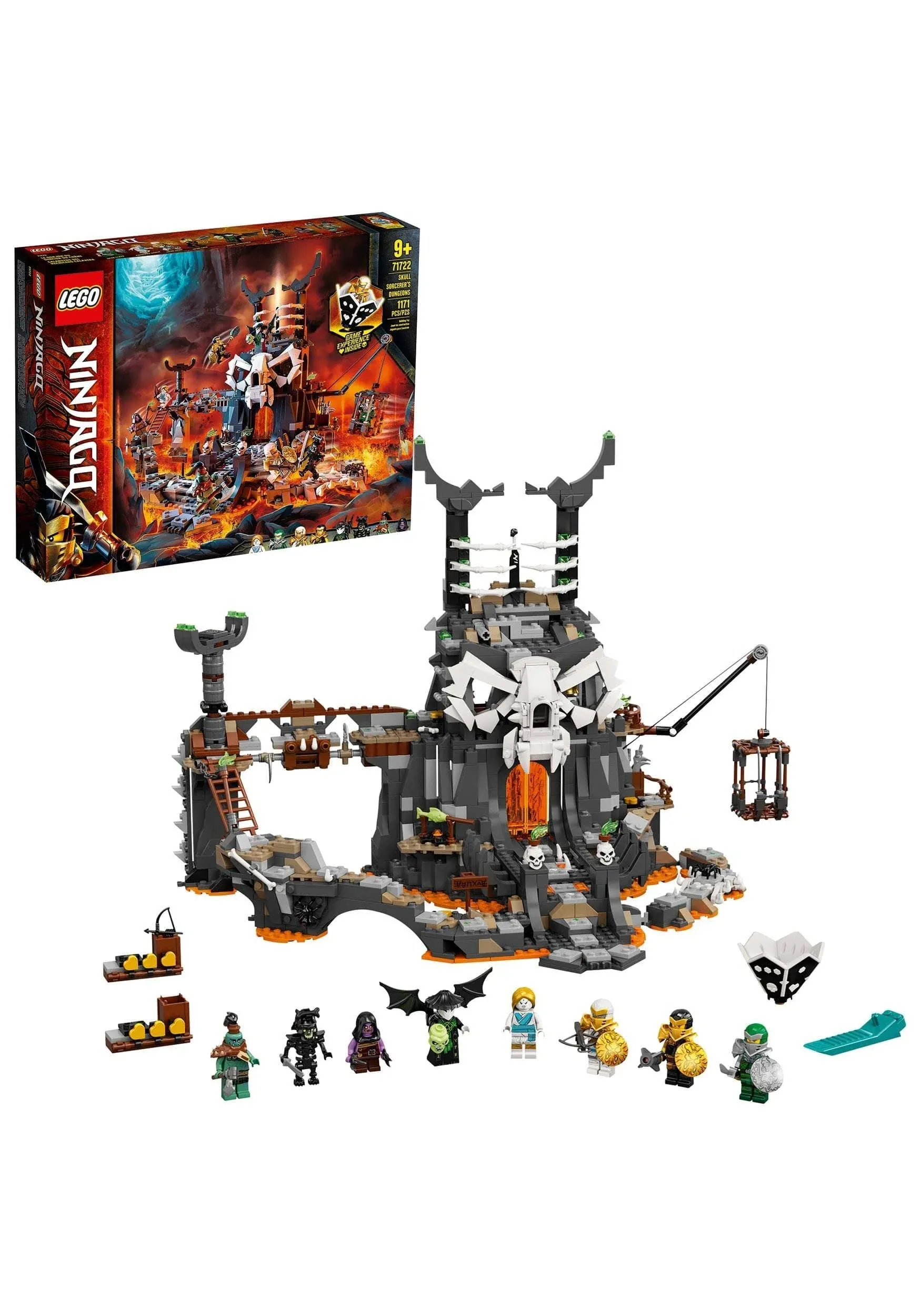 LEGO NINJAGO Skull Sorcerer’s Dungeons 71722 Dungeon Playset Building Toy for Kids Featuring Buildable Figures (1,171 Pieces)