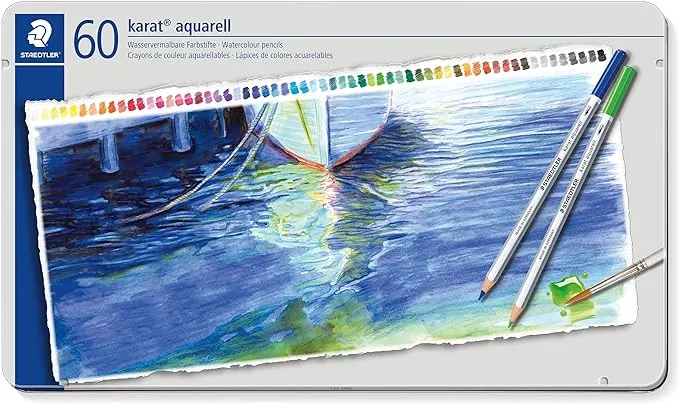 Staedtler Karat Aquarell Premium Watercolor Pencils, Set of 60 Colors (125M60)