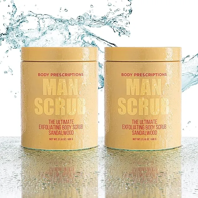 2pk Body Prescriptions Men Body Scrub Ultimate Exfoliating Scrub Sandalwood 21oz