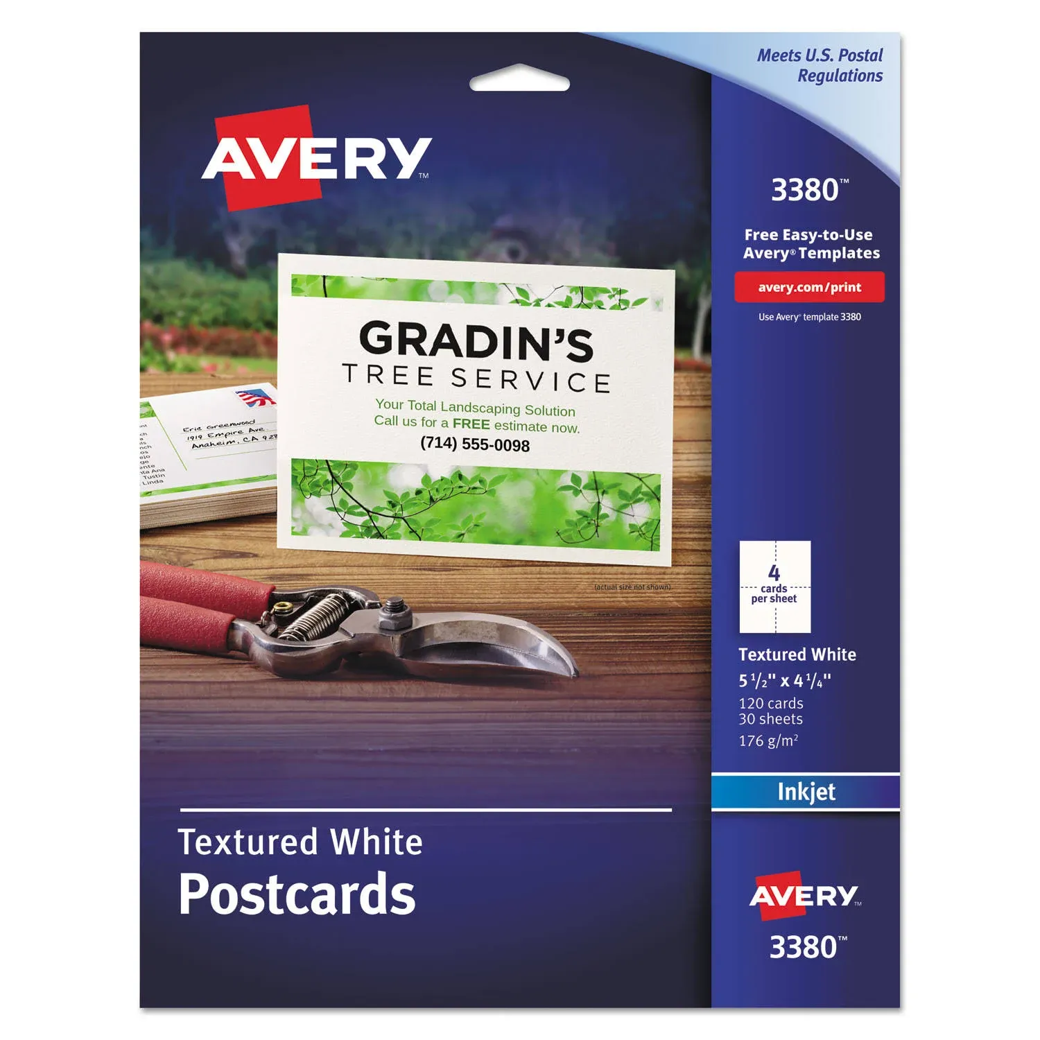 Avery® Personal Creations&trade; Ink Jet Textured Heavyweight Postcards, 4 1/4"x5 1/2", 120 per Pack (AVE3380) (AVE3380)