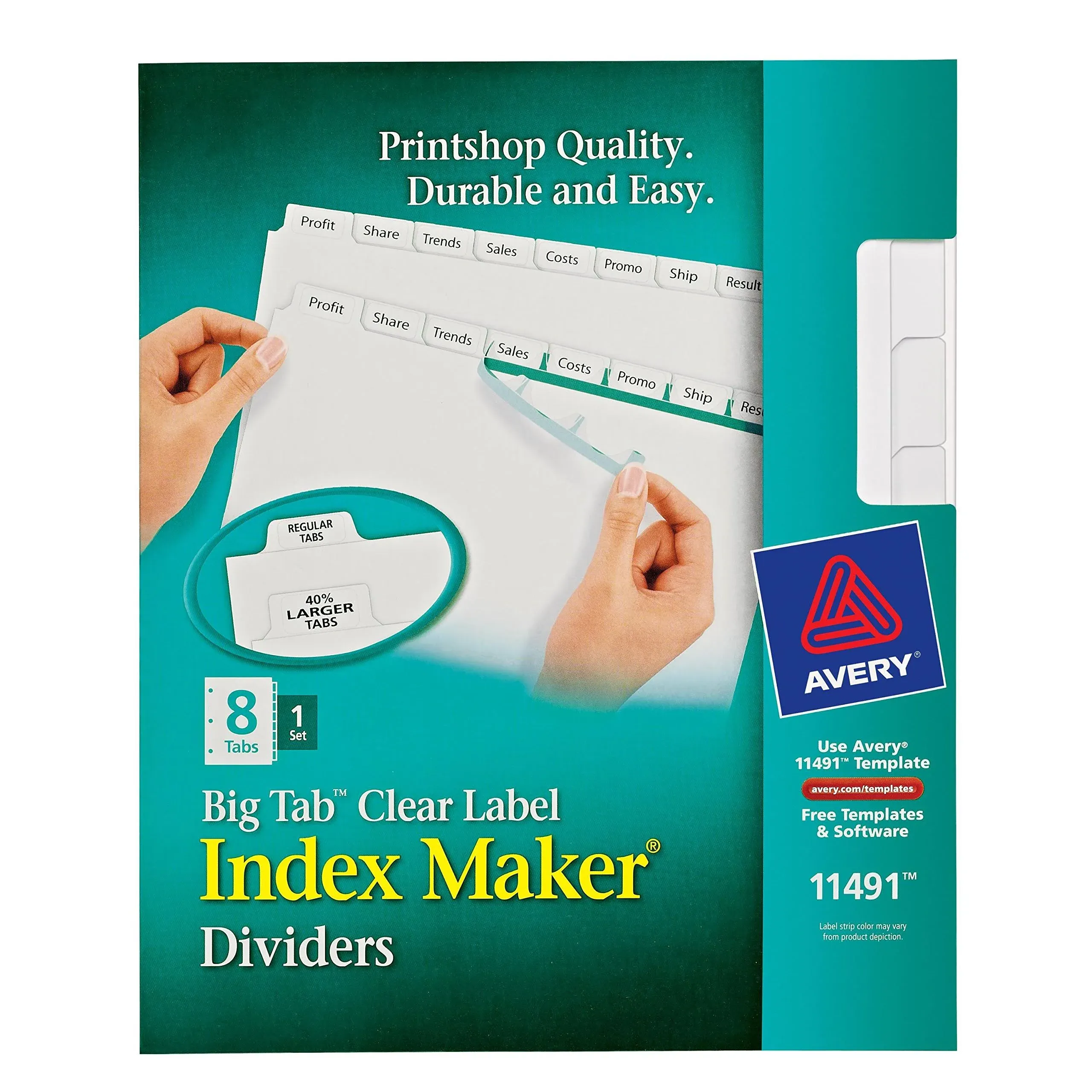 Avery Print and Apply Index Maker Clear Label Dividers 8 White Tabs Letter