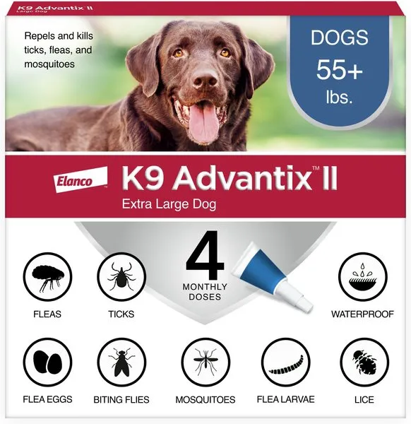 K9 Advantix II Monthly Flea & Tick Prevention for Small Dogs 4-10 lbs, 6-Monthly Treatment