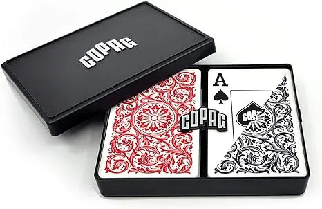 Copag 1546 100% Plastic Playing Cards - Bridge Size Regular Index Black/Red Double Deck Set